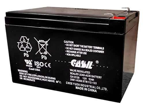 CASIL 12V 12Ah F2 Sealed Lead Acid AGM Rechargeable Deep Cycle Battery (1 Pack) x5pjt