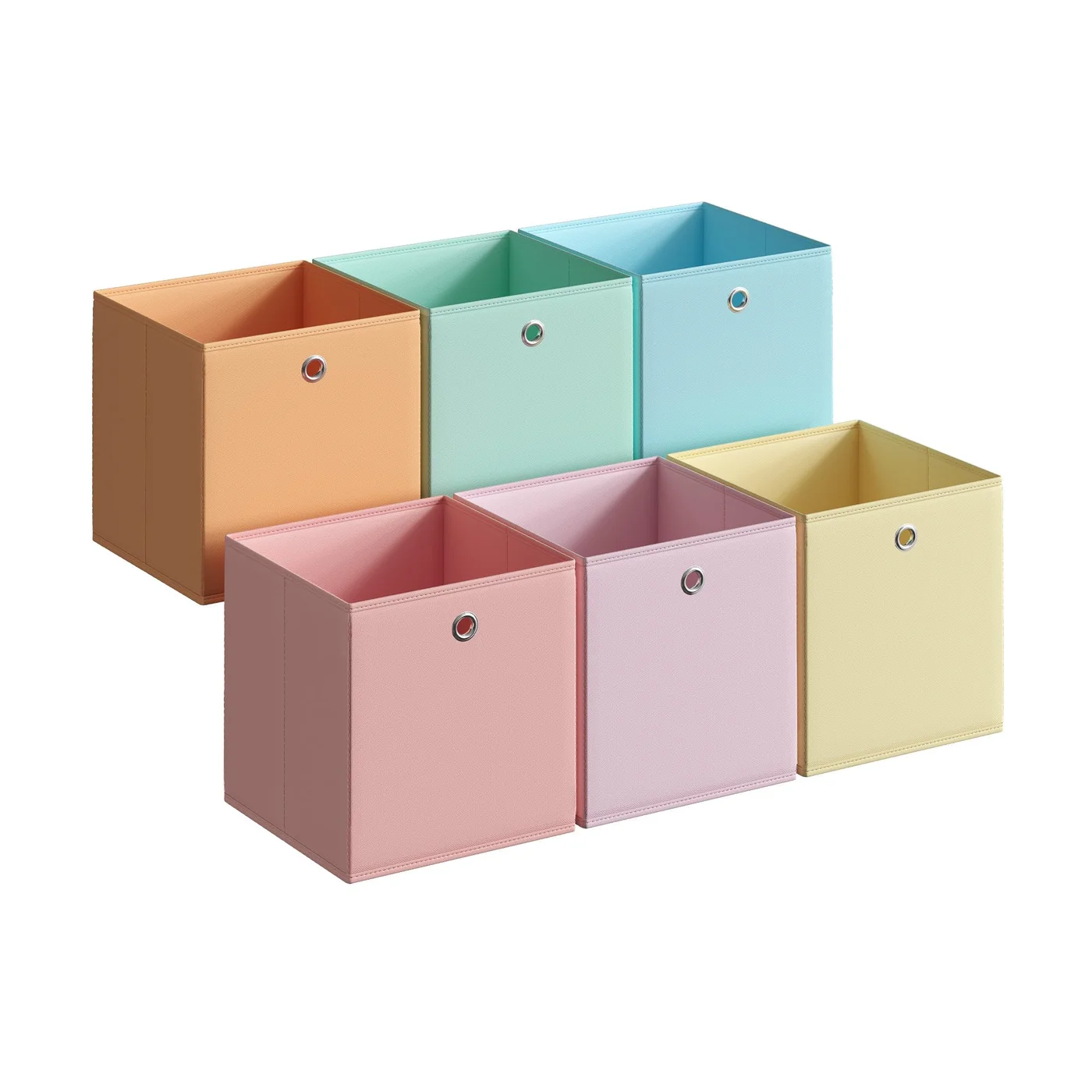 Premium Foldable Fabric Storage Cubes Set of 6 Colorful Closet Organizers for Bedroom and Living Room (26 x 26 x 28 cm) vzqni
