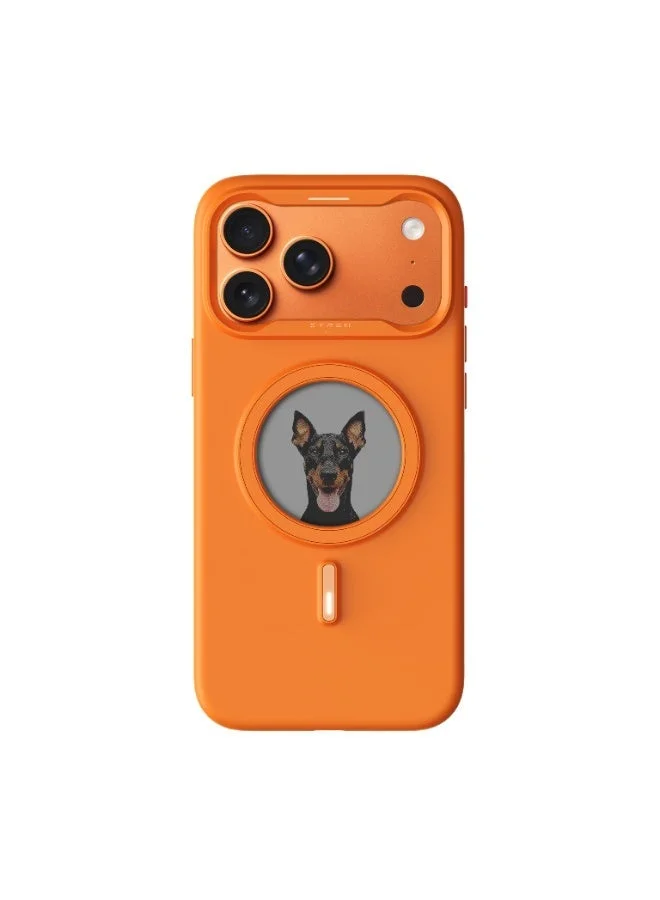 Xtrem Magnetic NFC E-Ink Display Case for Smartphone 17 Pro Max Customizable Smart Back Cover with Wireless Charging Support (Orange) trrle