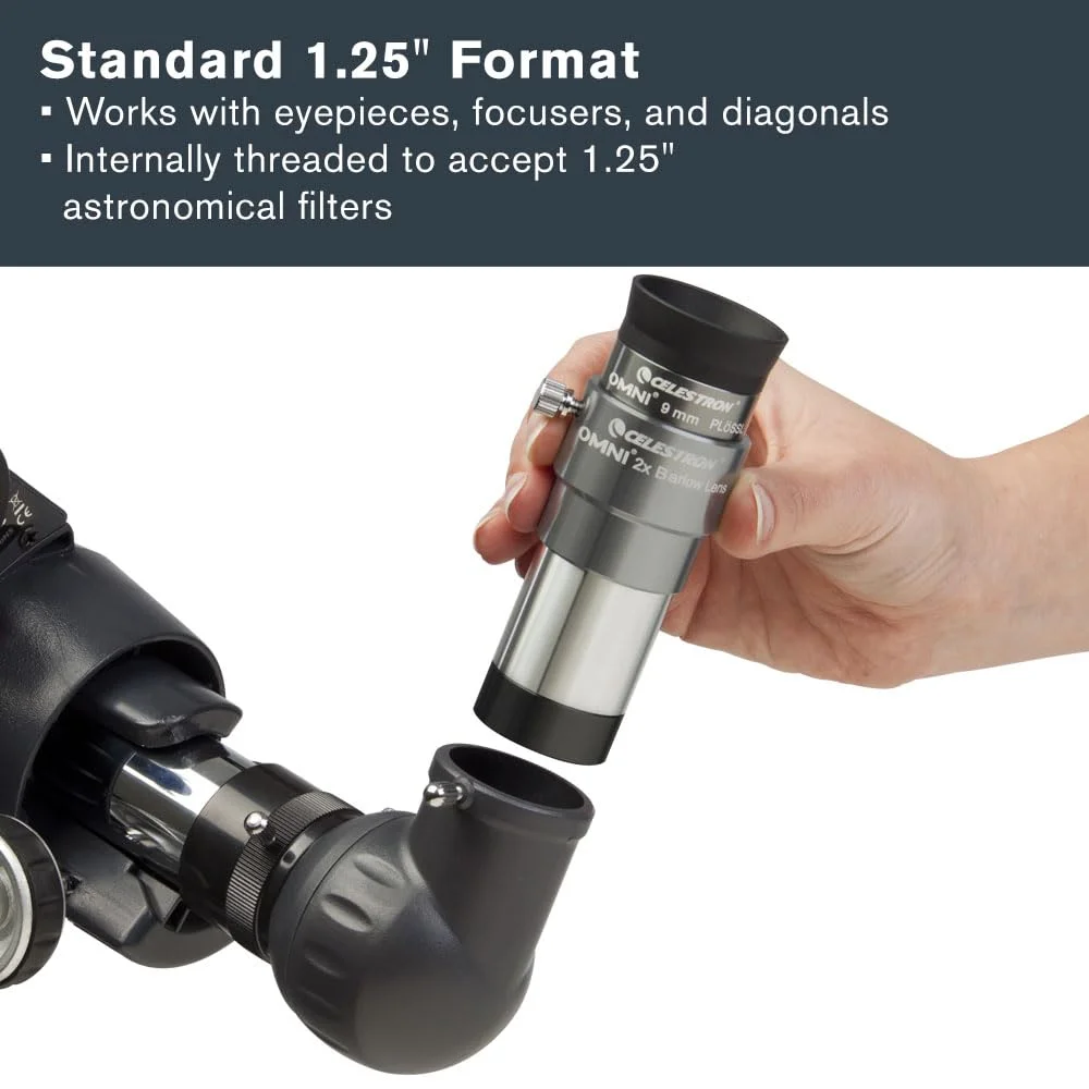 Premium Optical Barlow Lens 2x Magnification for Telescopes (Silver, 3.17 cm) it4lq