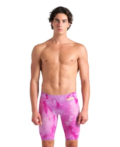 Professional Racing Jammer Swimsuit Lightweight Competitive Tech Suit for Men (Pink, Size 32) l9px1
