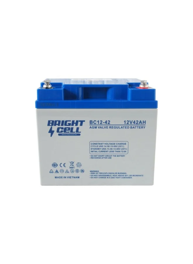 Bright Cell 12V 42Ah Sealed Lead Acid Rechargeable Battery (Premium Deep Cycle Power Supply) ov38u