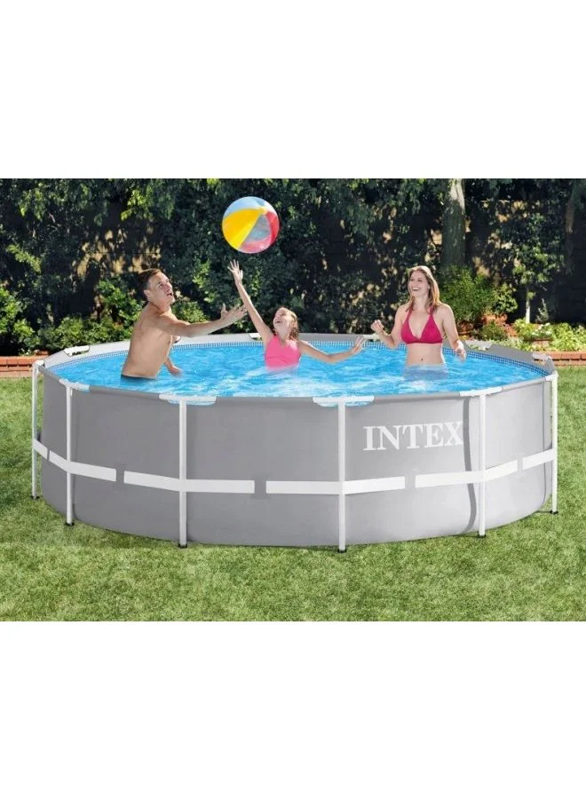Premium Round Prism Frame Swimming Pool Set (366cm x 99cm) - Durable Outdoor Water Activity Pool for Families pcdf6