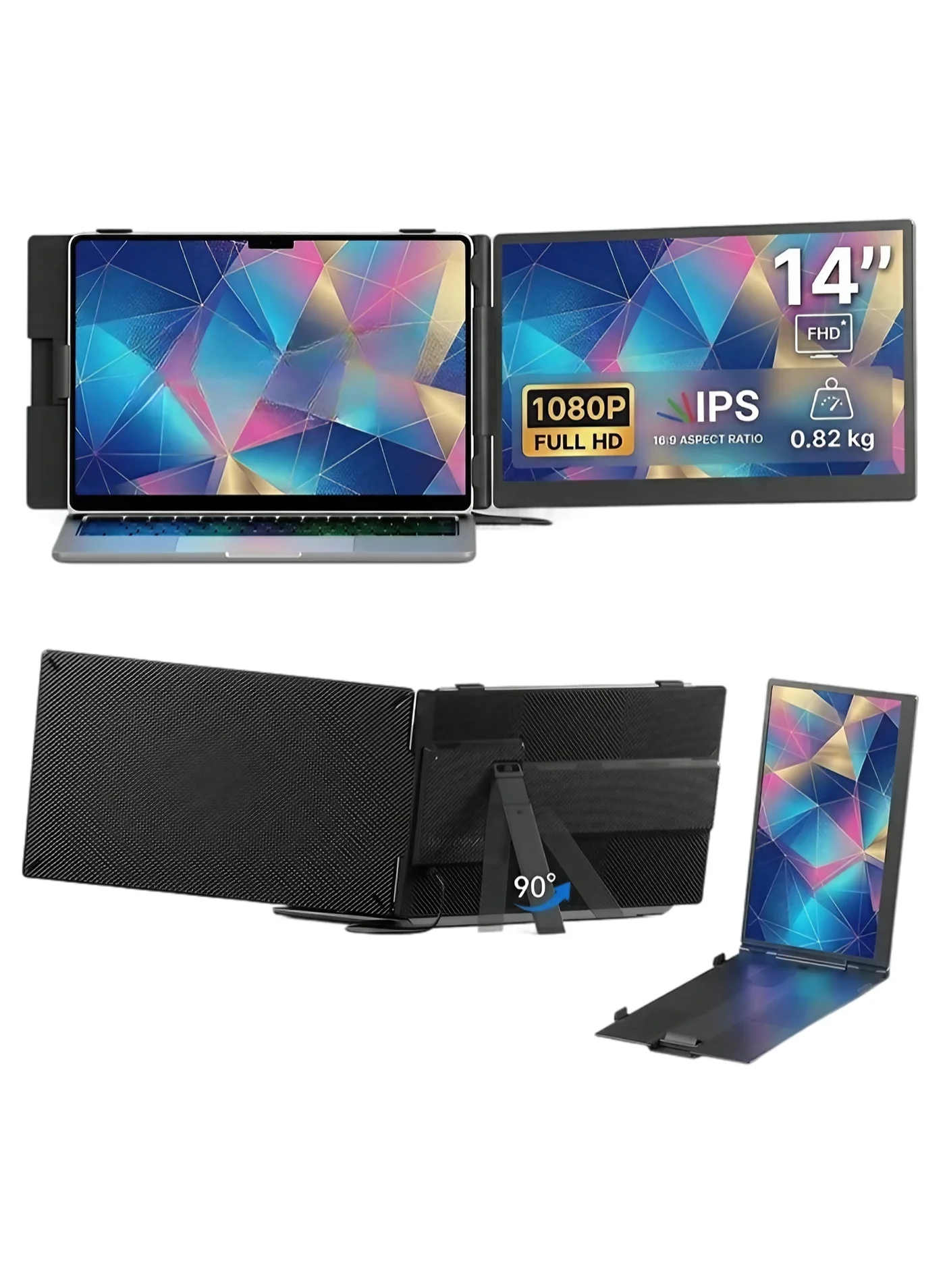 Xtender 14-Inch FHD 1080P Portable Laptop Screen Extender, Dual Display Monitor with USB-C and HDMI Connectivity for 13-17 Inch Laptops rtj38