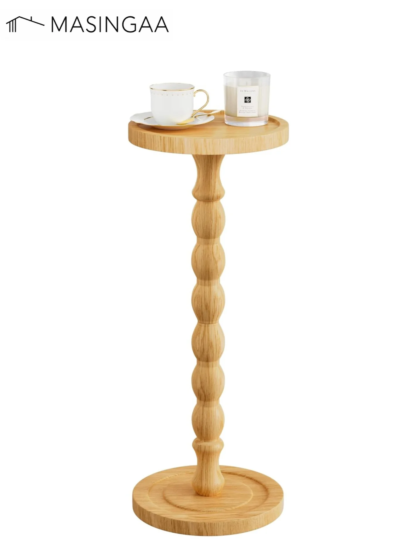 MASINGAA Solid Wood Side Table, Premium Natural Wooden End Table for Living Room and Bedroom (Natural, 24cm W x 60cm H) xlcqh