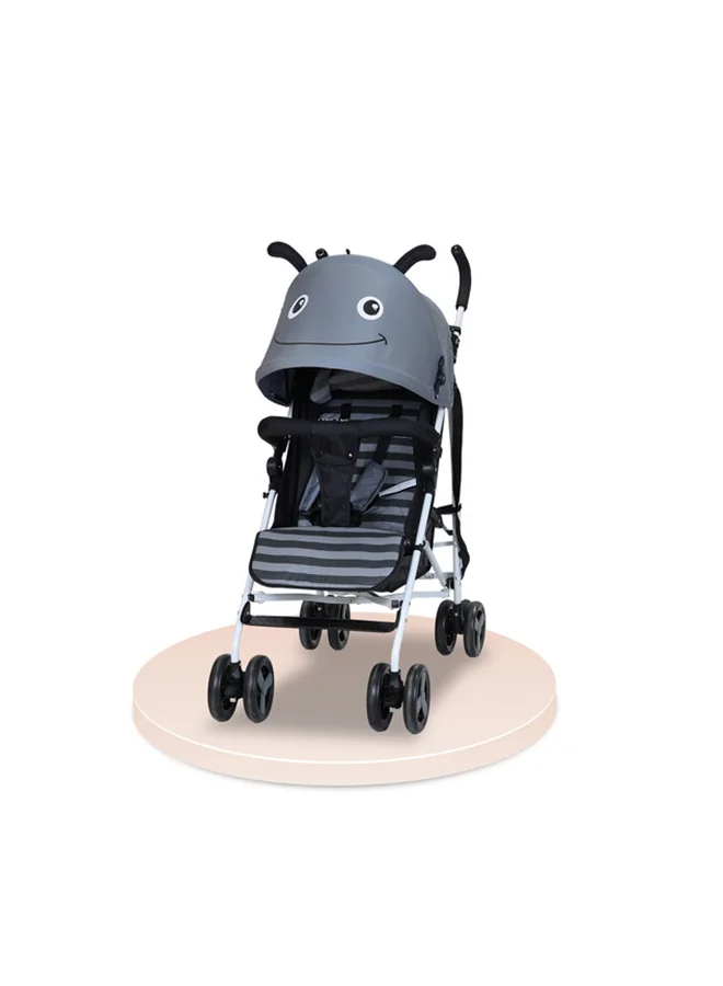 Nurtur Lightweight Baby Stroller Compact Foldable Travel Pram with 5-Point Safety Harness and Storage Basket (Grey, 0-36 Months) st7j3