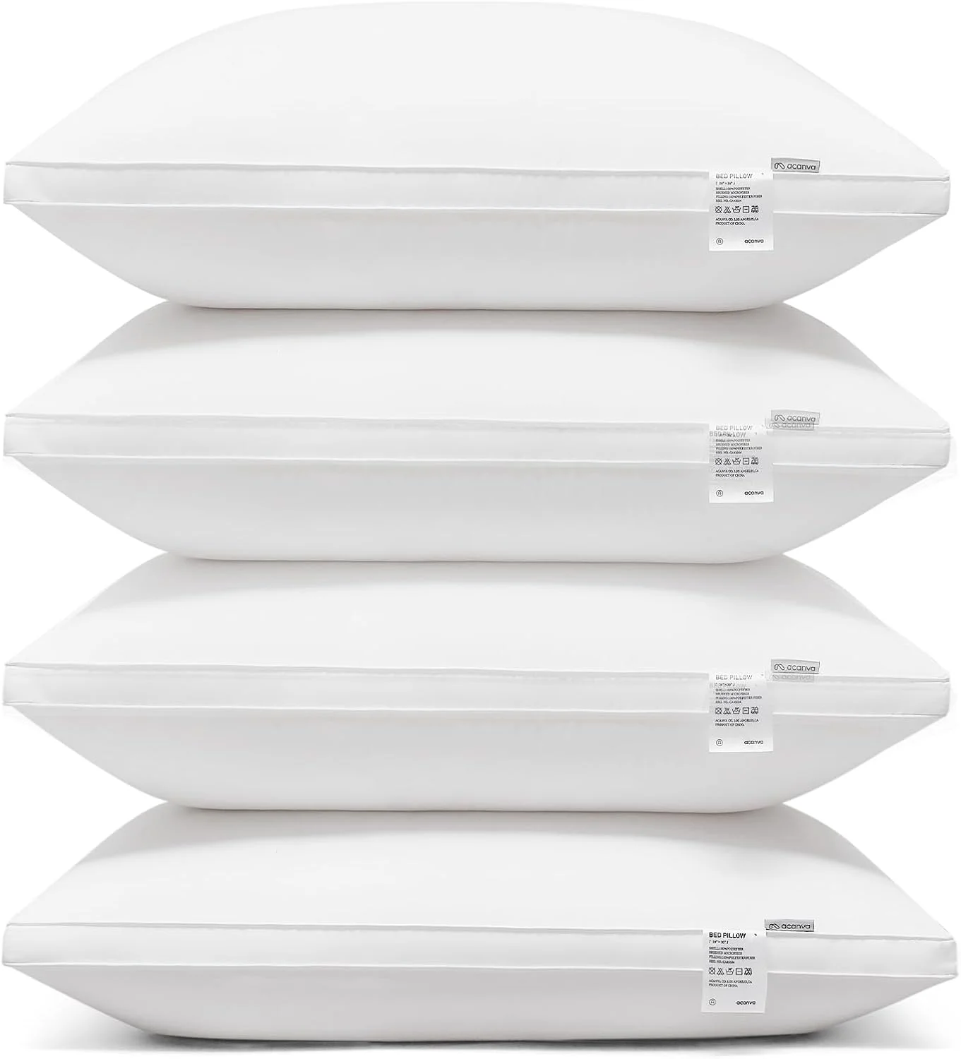 Premium Cooling Bed Pillows for Sleeping, Luxury Hotel Quality with 3D Down-Like Filling (White, Standard Size, 4 Pack) 6ocol