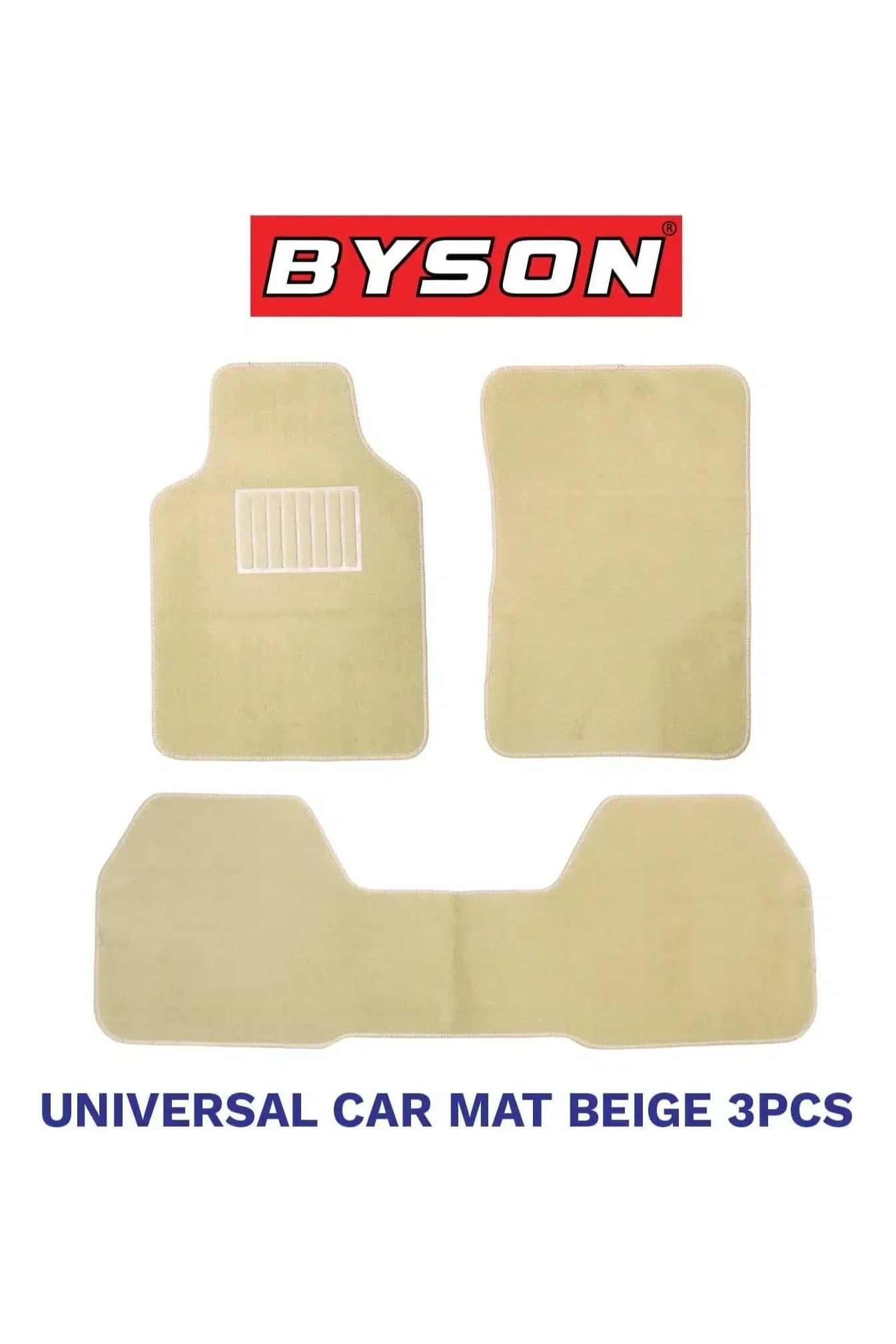 BYSON Durable Waterproof Car Floor Mats 3-Piece Set - Universal Fit Heavy Duty Interior Carpet Protector for Sedan and SUV (Beige) xtiwh