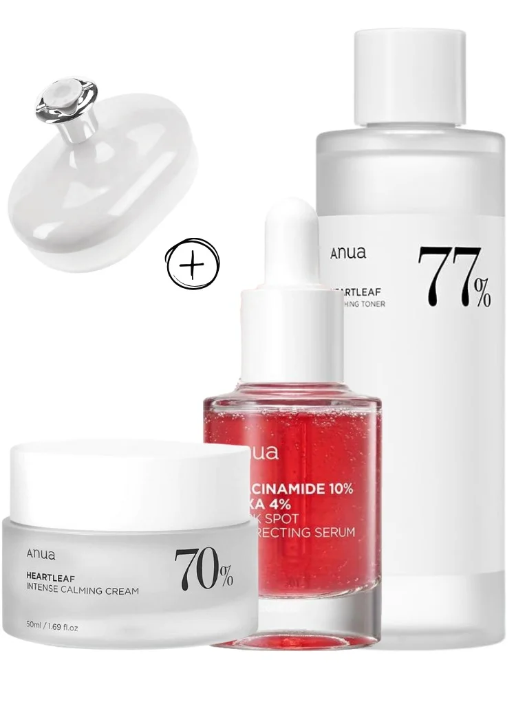 Anua Heartleaf Brightening and Calming Skincare Set with Toner, Serum, and Cream for Radiant Skin (330 mL) fawk2