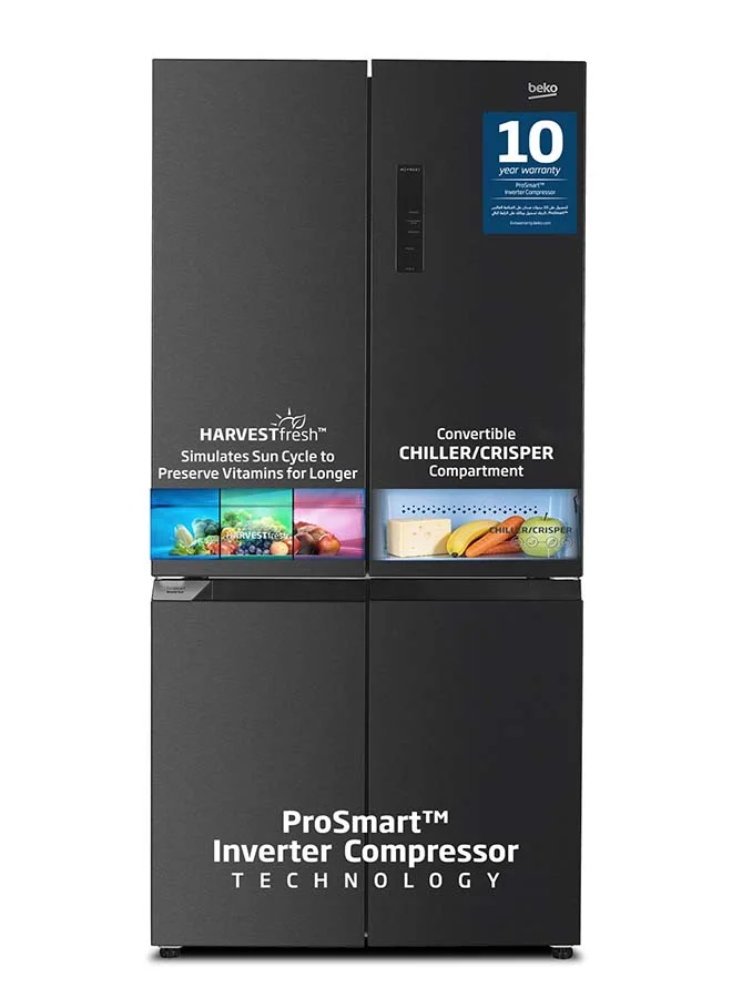 Beko Multi Door Refrigerator with NeoFrost Dual Cooling and Harvest Fresh Technology (Dark Inox, 466 L) ldcl3
