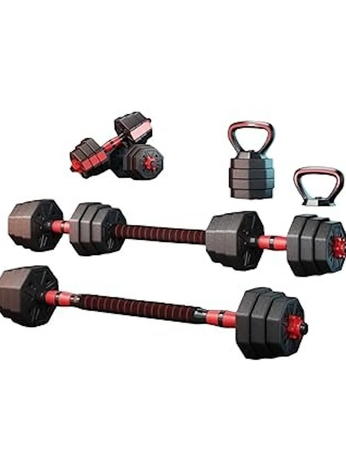 Huitich Adjustable Weightlifting Set, Multi-Functional Dumbbell Barbell and Kettlebell Combo (30 kg) efl3n
