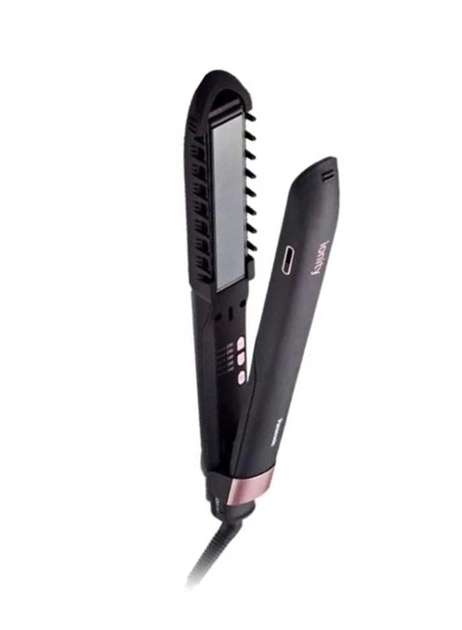 Premium Hair Straightener with Keratin and Coconut Oil Infused Ceramic Plates (Black/Rose Gold, 5 Heat Settings) kbwke