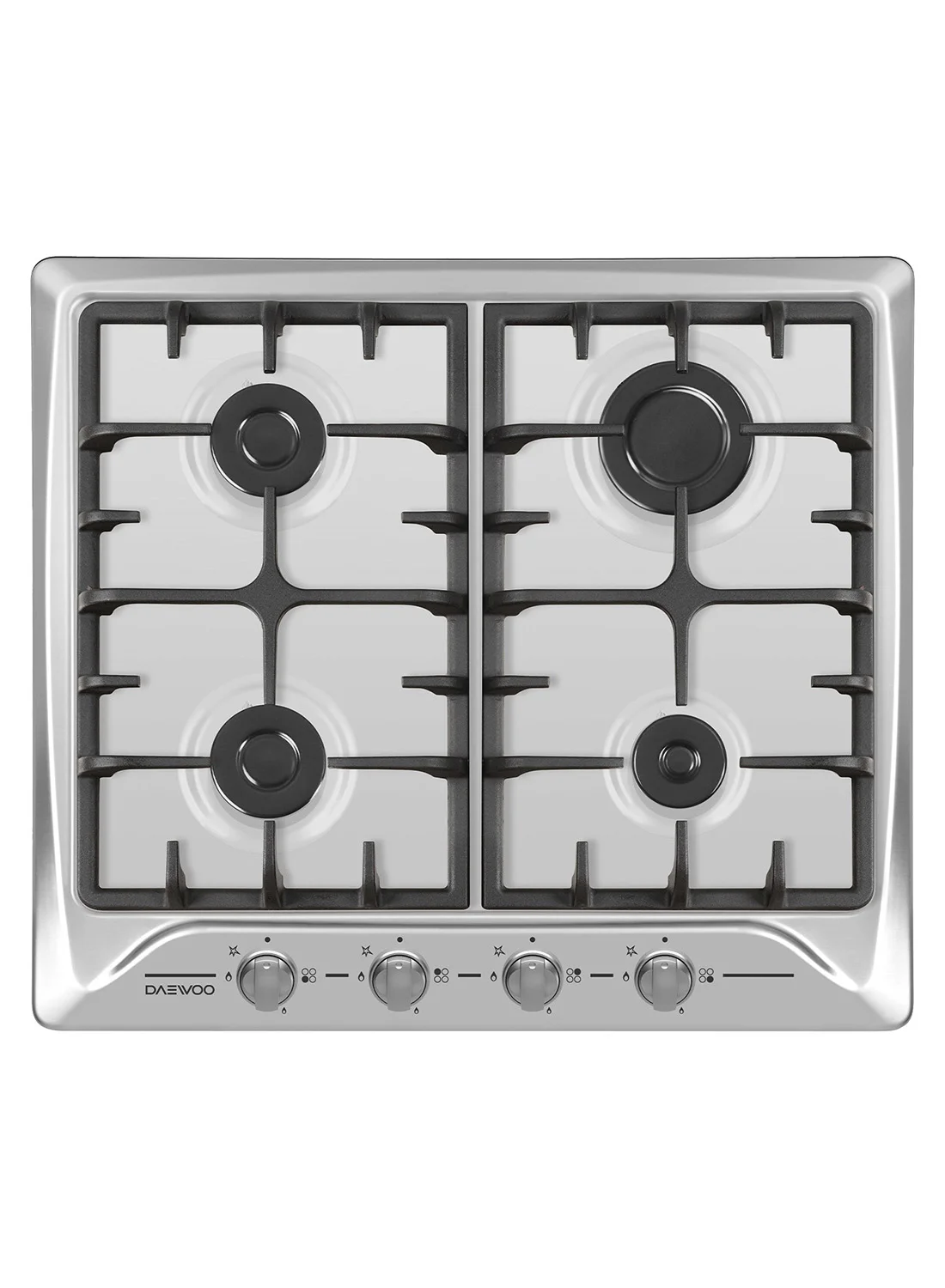 Premium Table Top Gas Hob with 4 Burners and Cast Iron Supports (Stainless Steel, 60 cm) ue3s2
