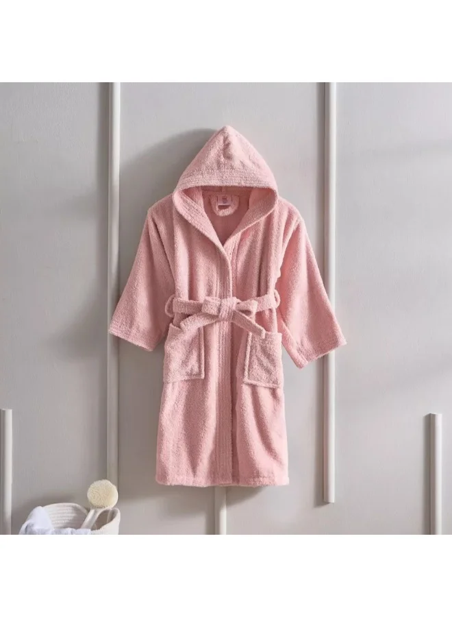 BYFT Kids Hooded Bathrobe Premium Terry Cotton Soft Absorbent Robe (Baby Pink, 120x124 cm) t2ung