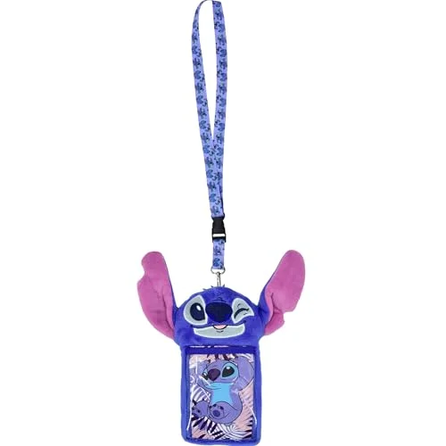 Premium Plush Character ID Card Badge Holder with Detachable Lanyard (Blue, 11cm x 7cm) k7yun