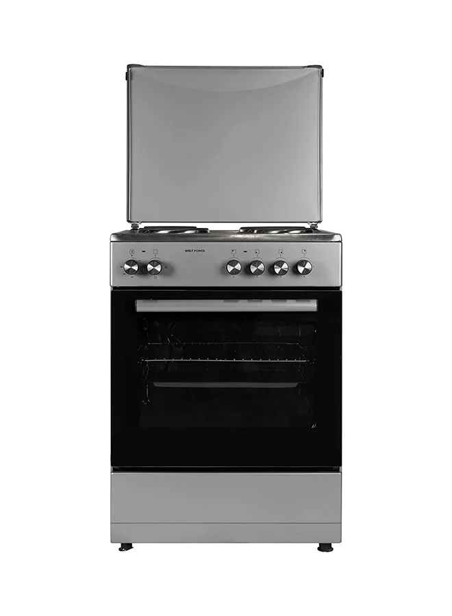 Wolf Power 4-Burner Electric Cooker with 65L Convection Oven (60 x 60 cm, Stainless Steel, Silver) 0oxc6