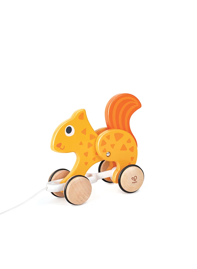 Wooden Squirrel Pull Along Toy for Toddlers Premium Educational Activity Walker (18 cm) 3tsmi