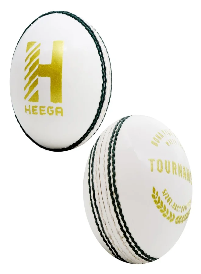 Heega Tournament Cricket Ball Premium Leather Construction (White, Pack of 2) tu3ar