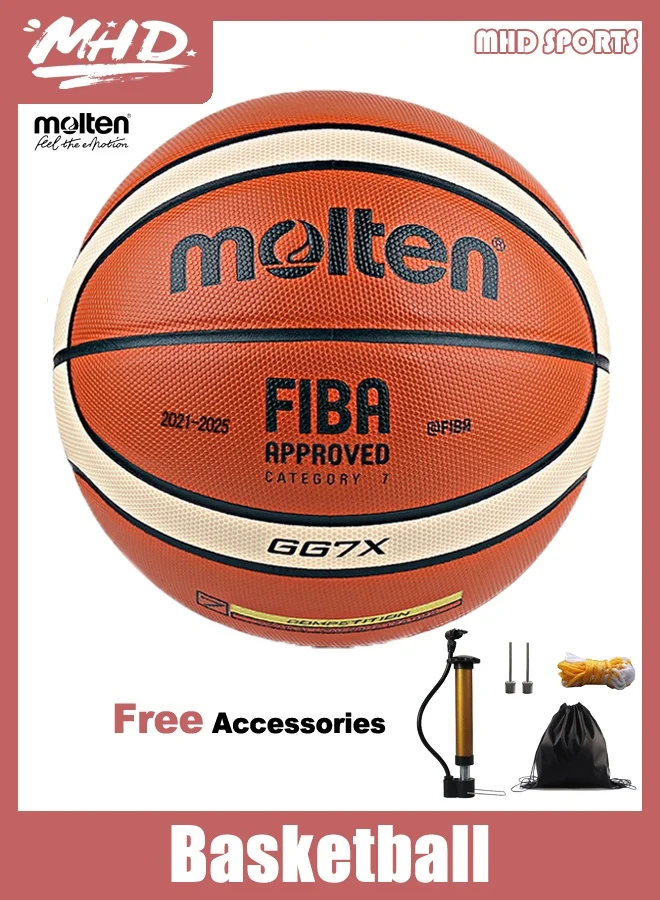 Premium Professional Genuine Leather Basketball (Size 7, Includes Pump, Net, Bag, and Pin) howoh