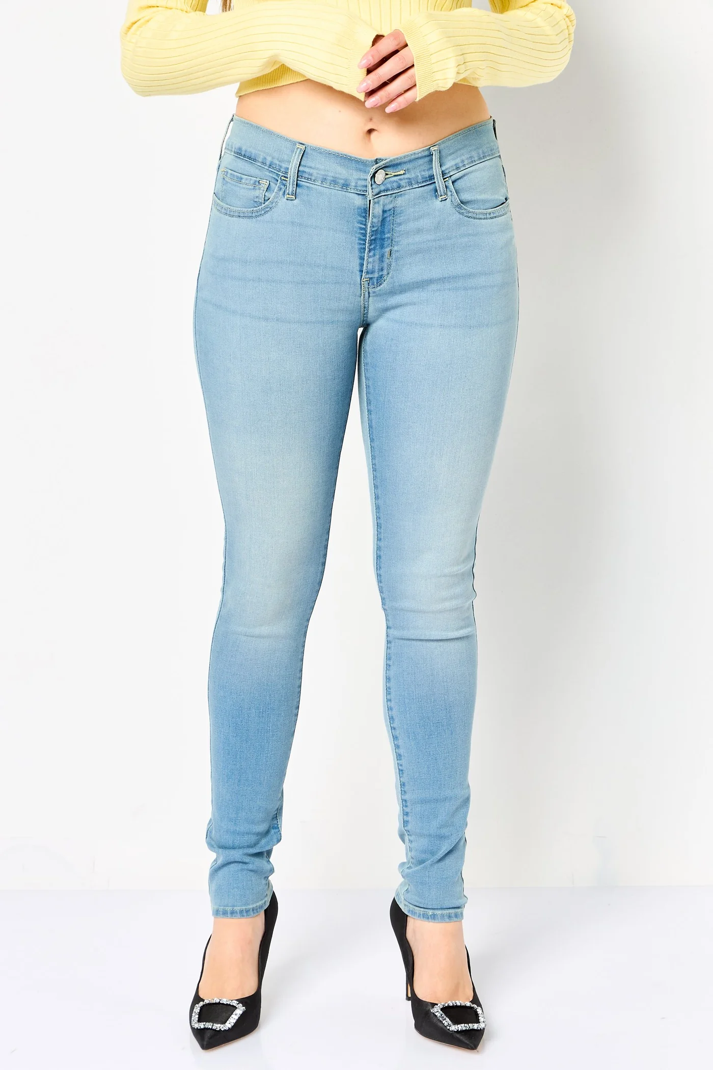 Premium Women Super Skinny Washed Stretchable Jeans (Light Blue, Size M) ths1r