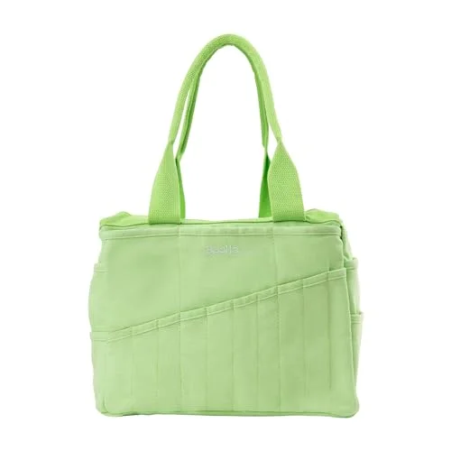Soolla Studio Craft Organizer Bag Premium Canvas Art Supply Tote with 30 Pockets for Pottery Knitting and Crochet (Lime Drip) 007cx