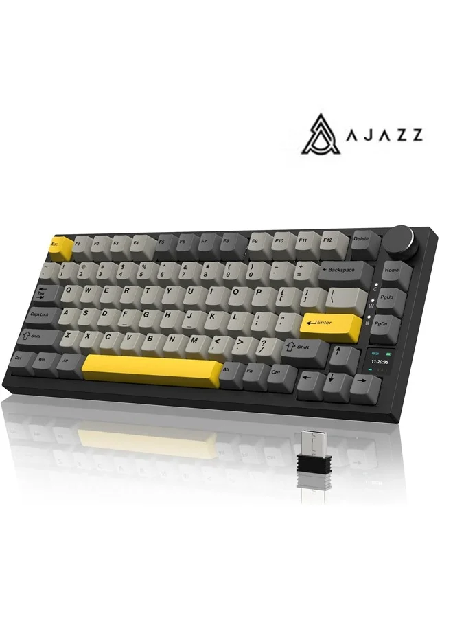 Ajazz AK820 Pro 75% Gasket-Mounted Mechanical Gaming Keyboard with TFT Screen and RGB Backlight (BlackGrey, 82 Keys) edoyt