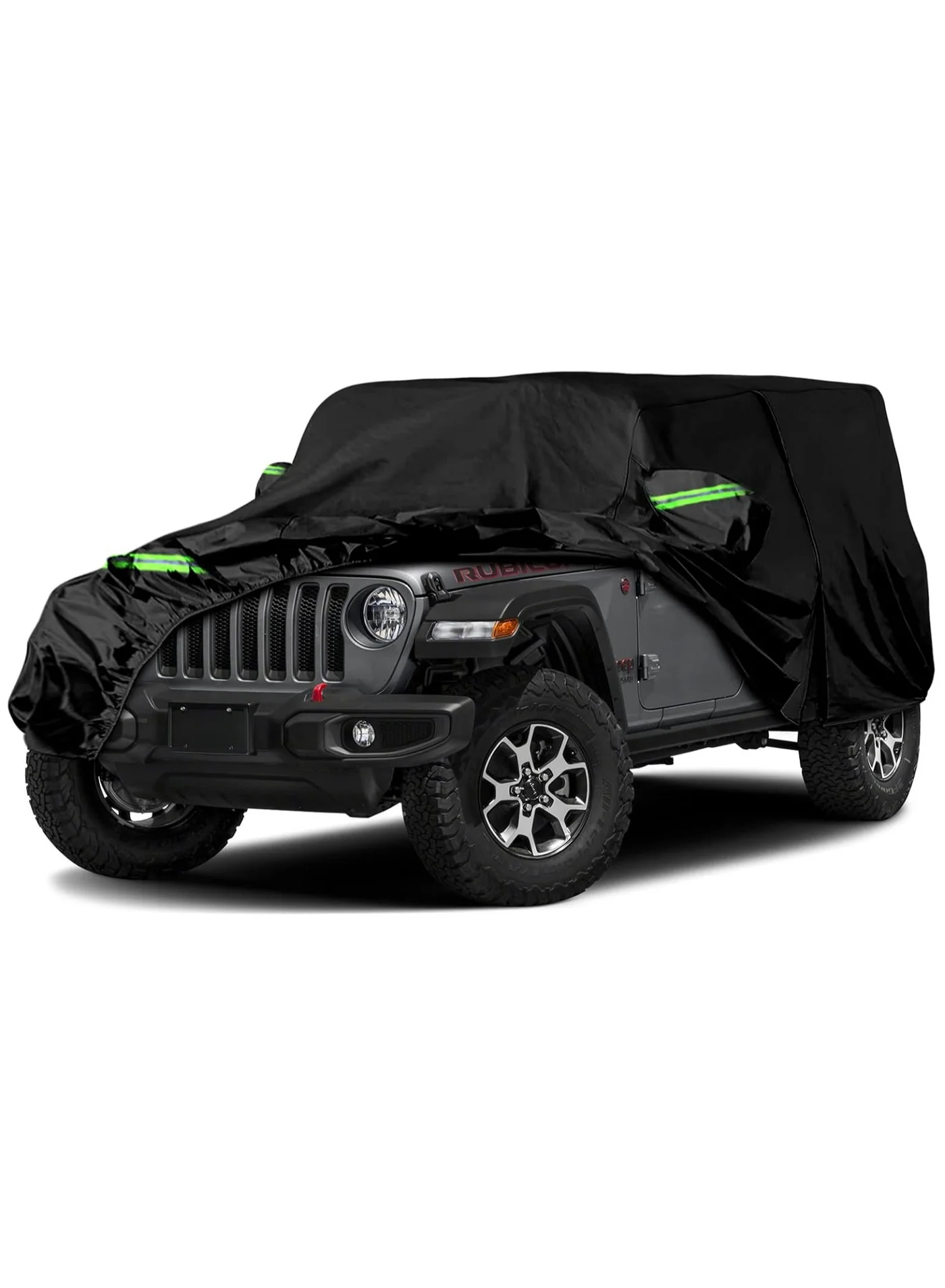 Zipporah All Weather Car Cover for Jeep Wrangler JK/JL (2007-2024) Waterproof Protective Shield with Reflective Strips and Soft Interior Lining (Black) wl0hv