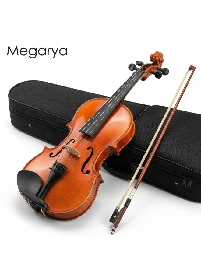 Megarya Handmade 1/4 Size Violin for Kids (Indian Maple Wood, Beginner Set with Bow, Rosin, and Carrying Case) nmta2