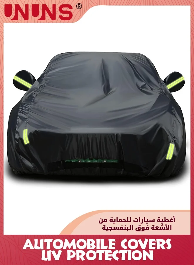 UNUNS Universal Full Car Cover Waterproof Exterior Protection (Black, XL-490x190x185cm) 70m4q