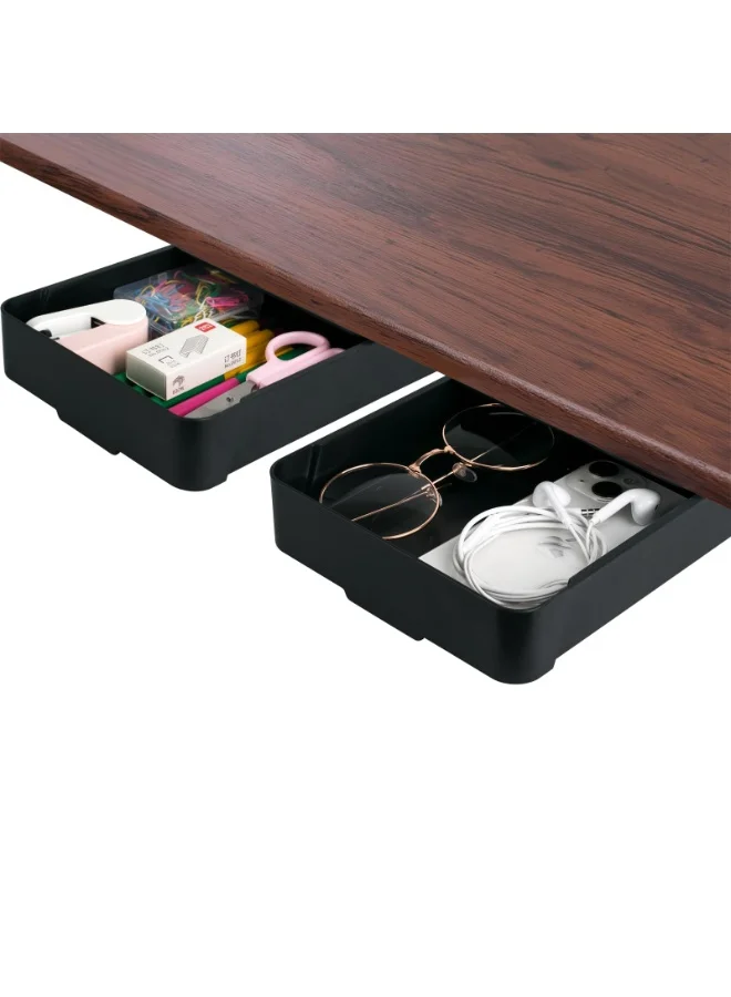 HZYH Under Desk Drawer Organizer, Self-Adhesive Hidden Storage Tray for Home Office Stationery, Premium Plastic Slide-Out Design (Black, 2 Pcs) dqrzz