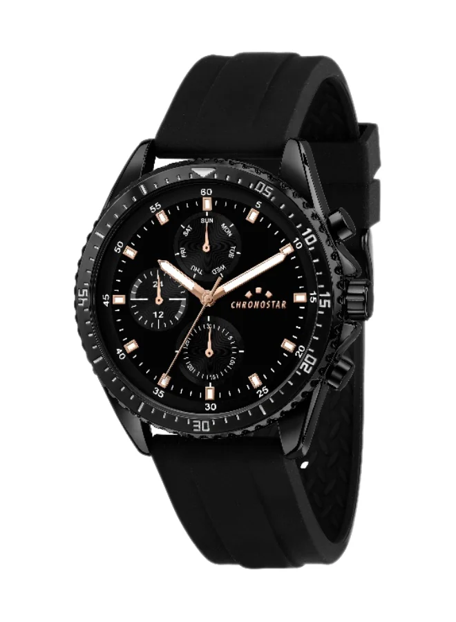 Chronostar Men's Chronograph Watch with Black Silicone Band (43.5mm) wqc60