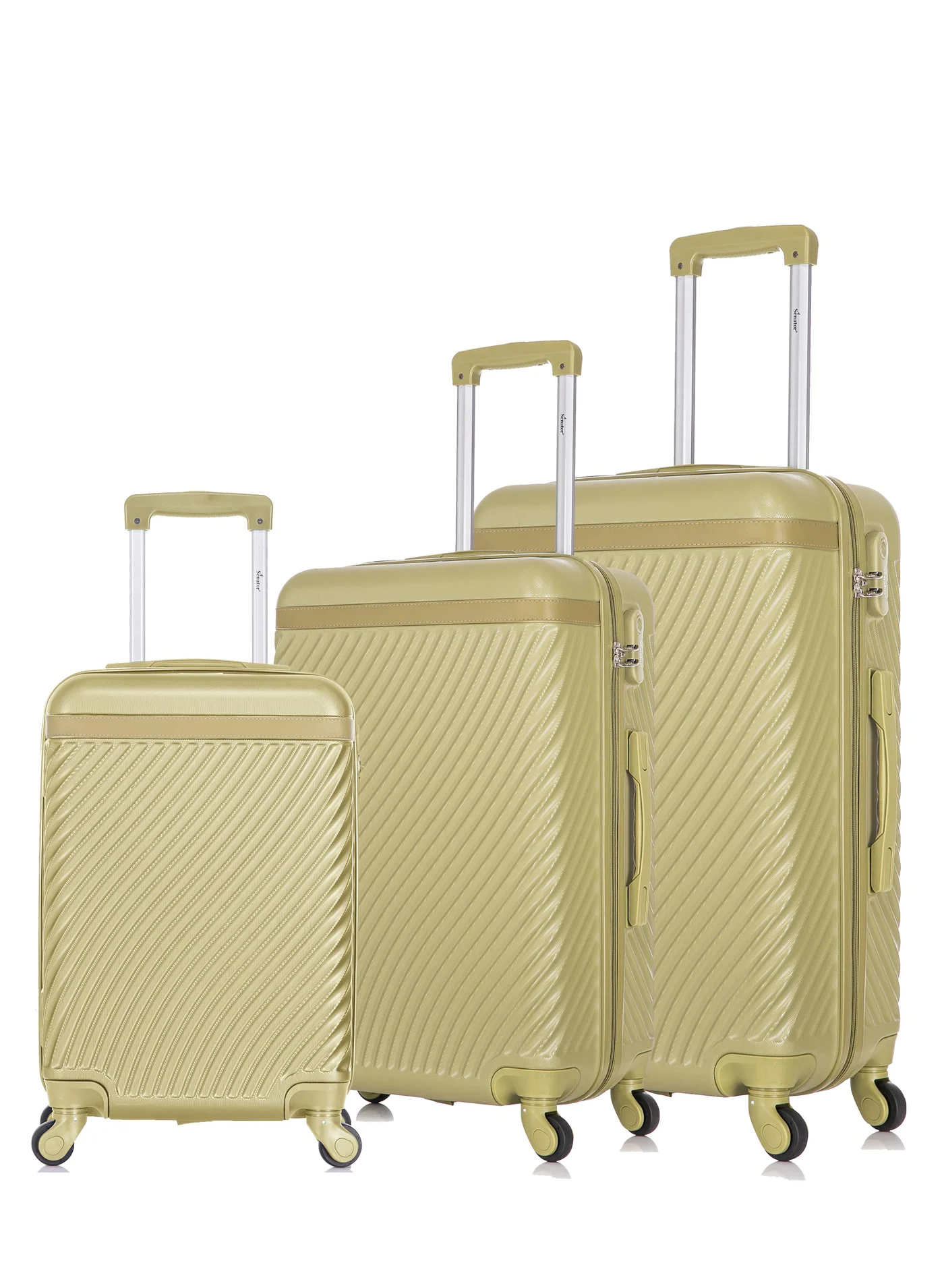 SENATOR Hard Case Trolley Luggage Set Lightweight Travel Suitcases with 4 Spinner Wheels (Tea Green, 3-Piece Set) x45ee