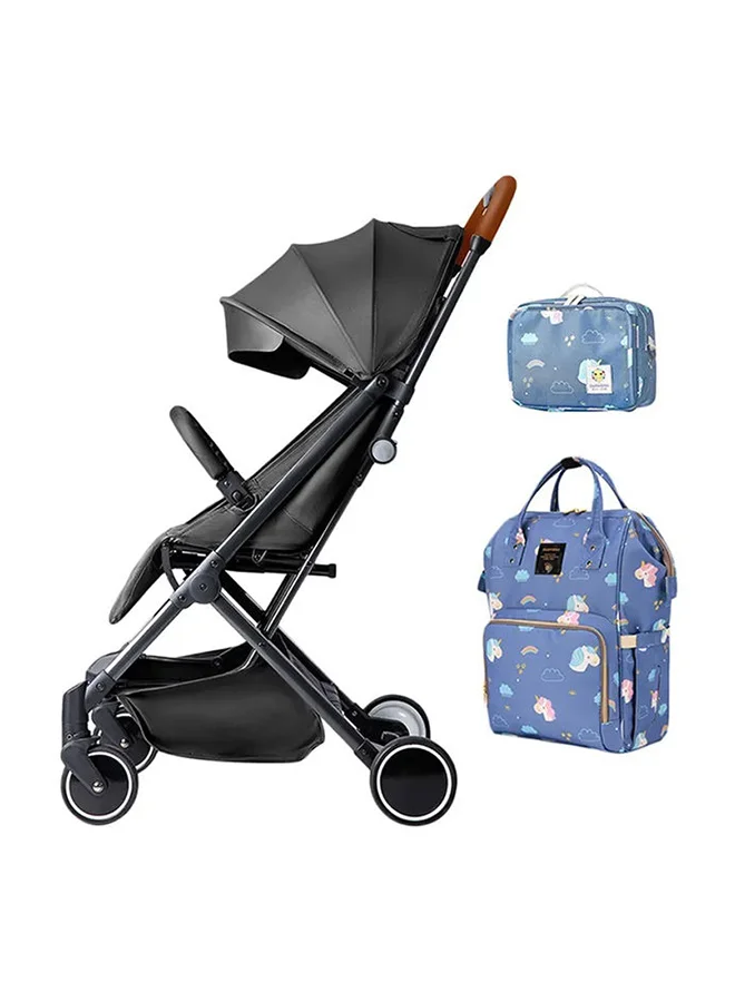 TEKNUM Travel Lite Stroller Set with Unicorn Diaper Bag and Clutch (Multicolour, Newborn to Toddler) rn8ns