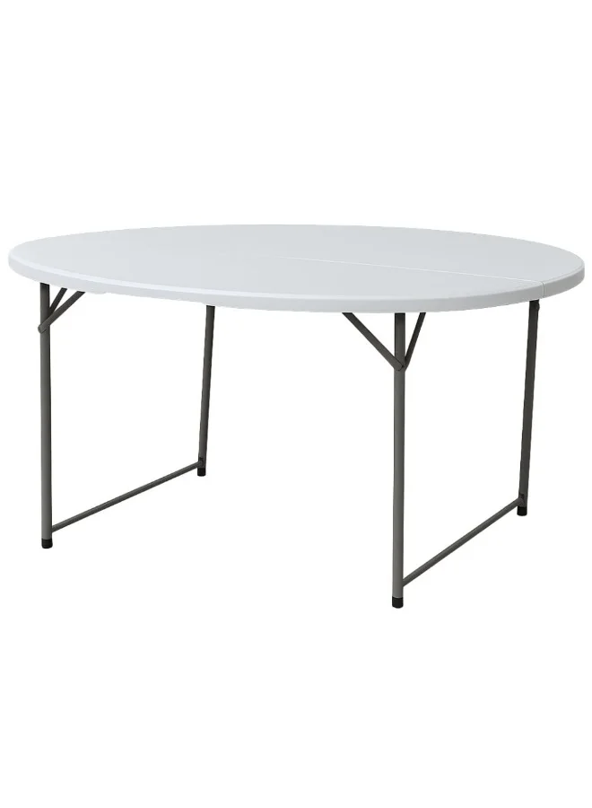 Danube Home Recto Round Folding Table Premium Space-Saving Furniture (White, 80 cm) nht8y