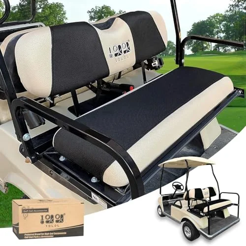 10L0L Golf Cart Seat Covers Universal Fit for Yamaha EZGO Club Car Premium Breathable Mesh Fabric (Rear Seat, Black) m63vo