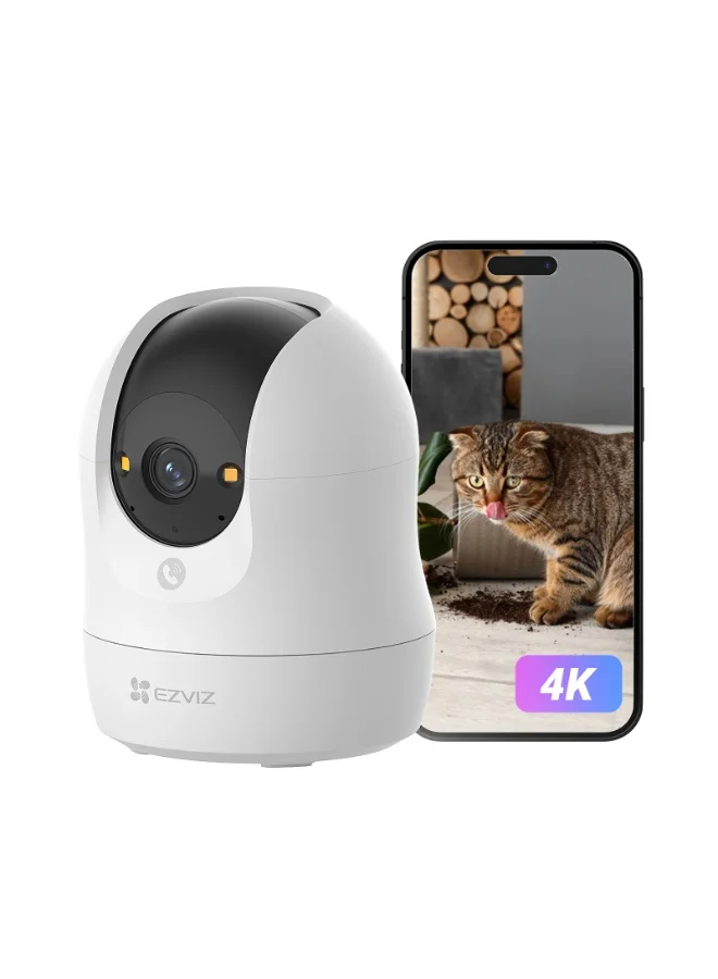 Smart Indoor Security Camera 8MP 4K WiFi Surveillance System with Color Night Vision and Human Detection (White, 1 Unit) tb201