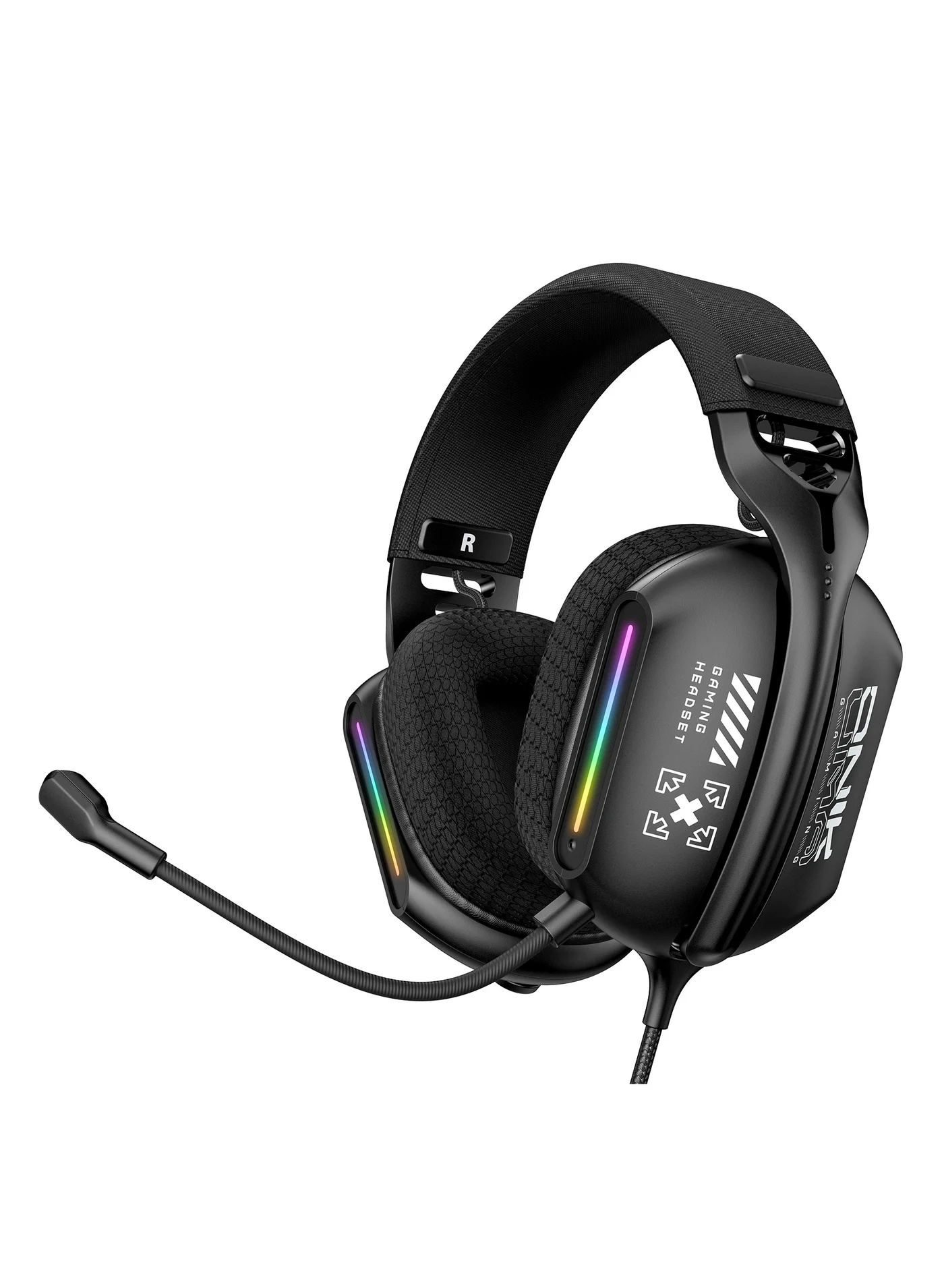 Onikuma X12 Professional Gaming Headset with Noise Cancelling Mic and LED Light (Over-Ear, Universal Compatibility) jalr3