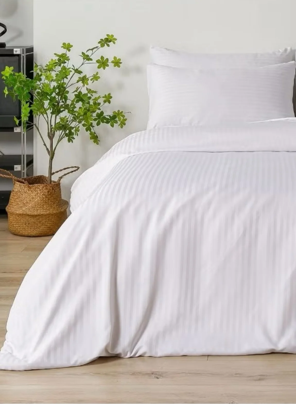 Duoduo Home Hotel Collection Bedding Set (Striped, King Size) Premium Cotton Blend Duvet Cover and Fitted Sheet Set 5tju8