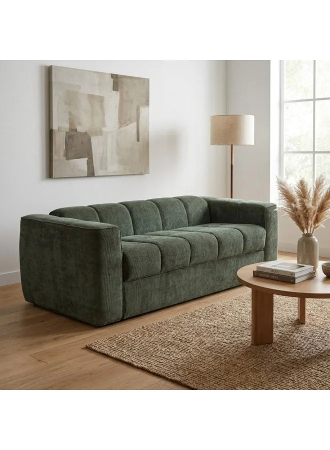 Danube Home Amora 3 Seater Fabric Sofa Bed Convertible Sleeper for Living Room (Olive Green, 209x99x70cm) n9zvv