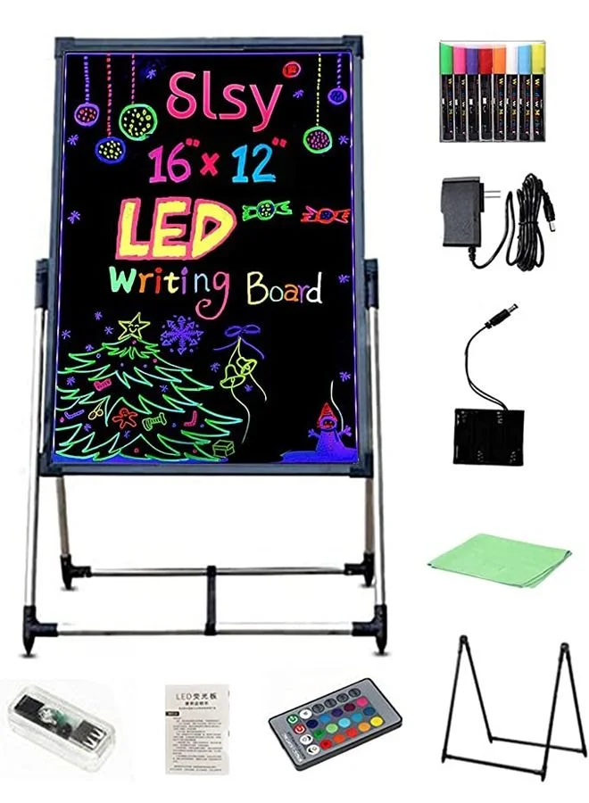 PADOM Illuminated LED Writing Board Neon Effect Menu Sign with 8 Fluorescent Markers and Remote Control (60cm x 80cm) png5t