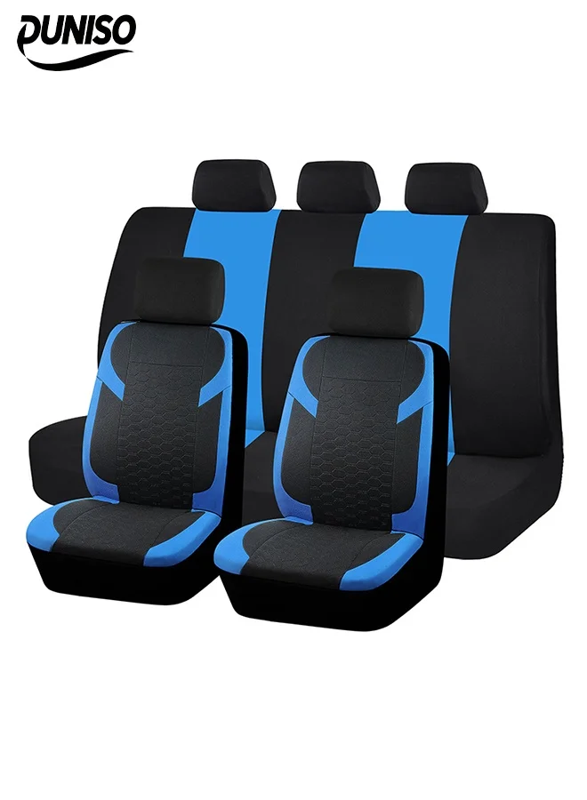 DUNISO 9-Piece Universal Car Seat Cover Set, Full Coverage Fabric Cushion Protector, Wear-Resistant & Anti-Slip Interior Accessory for 5-Seater Vehicles m0uup