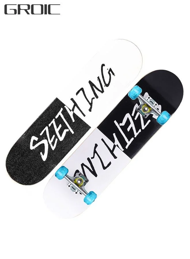 GROIC 31 Inch Skateboard Double Warped Deck with LED Light Up Wheels (Black, 79 cm) cimc2