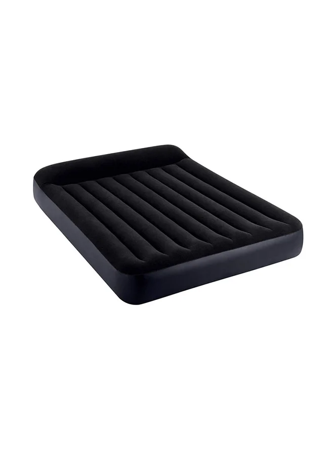 Premium Air Bed with Built-in Pillow Rest, Durable Fabric Surface, Comfortable Inflatable Mattress for Home and Travel (Black, 152x203x25cm) 0osj9