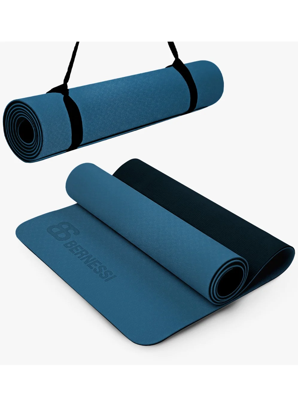 Bernessi Premium TPE Yoga Mat Non-Slip Exercise Fitness Pad for Pilates and Meditation (Blue, 183x61x0.8cm) 05dvt