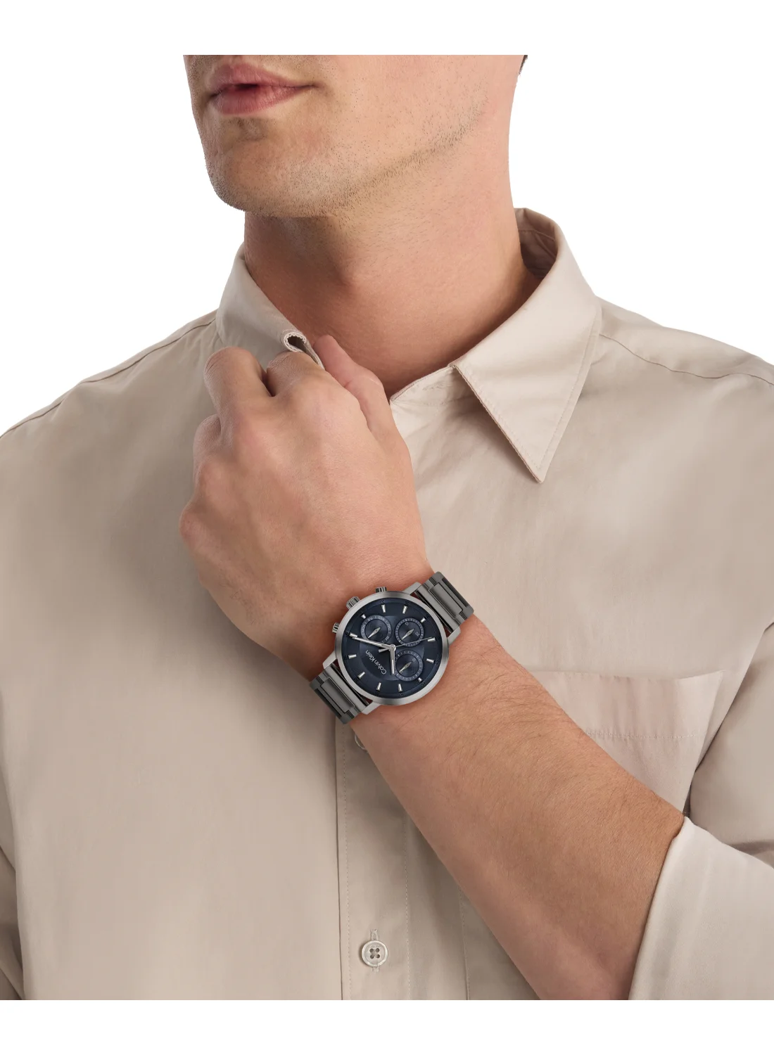 Premium Analogue Multifunction Quartz Watch for Men with Black Stainless Steel Bracelet (44mm) zwz1s