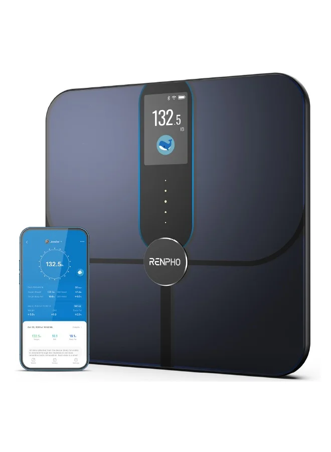 Smart Body Composition Scale with TFT LCD Display, 18 Health Metrics Analysis, Wi-Fi Enabled Body Fat and Muscle Mass Monitor, Rechargeable (Black, 1 Unit) zgl8k