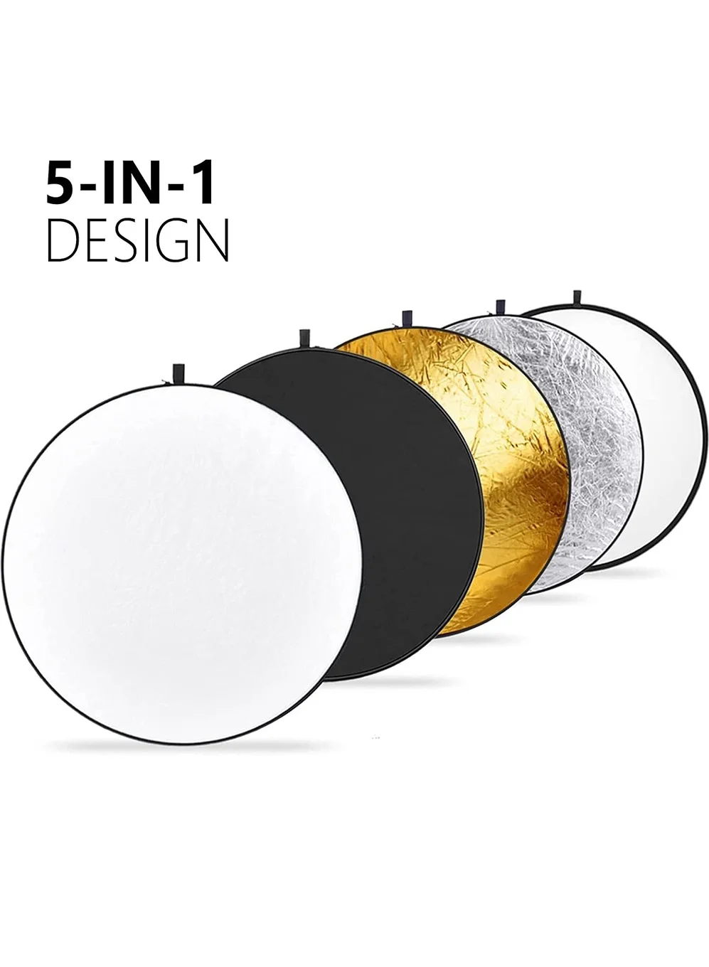 X-level 5-in-1 Photography Light Reflector Diffuser Kit Premium Collapsible Multi-Disc for Studio and Outdoor Lighting (107 cm) egcd6