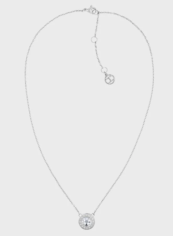 Premium Stainless Steel Pendant Necklace Embellished With Crystal For Women (Silver, 45 cm) y2hra