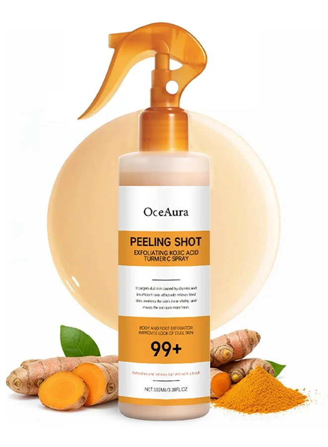 OceAura Kojic Acid Turmeric Exfoliating Spray Premium Body Care Solution for Smooth Skin (100 mL) ubqjc