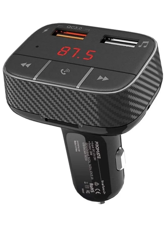 PROMATE Wireless FM Modulator Car Audio Transmitter with Quick Charge 3.0 Port (Black, 1 Piece) 1ybq8